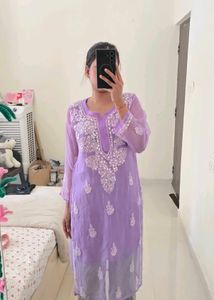 Lavender Embroidered Kurta Set
