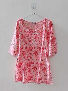Pink Floral Tunic Top