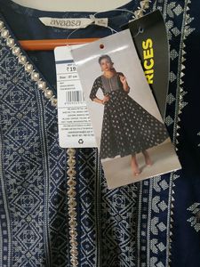 Navy Blue Printed Maxi Dress
