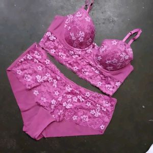 Pink Lace Bra & Panty Set