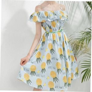 Pineapple Print Off-Shoulder Dress