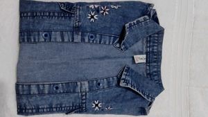 Embroidered Denim Shirt for girls