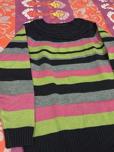 Striped Knit Pullover Sweater