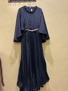 Elegant Black Pleated Maxi Dress