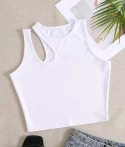 White Cutout Tank Top