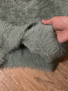 Fluffy Green V-Neck Sweater
