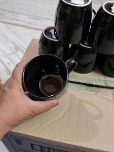Set of 6 Black Ceramic Mugs unsued