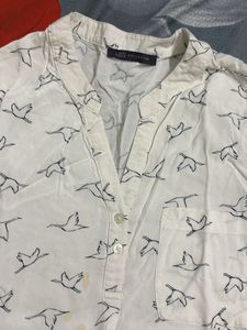 White Bird Print Tunic Top