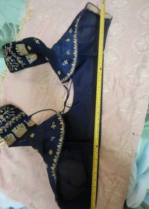 new Elegant Navy Blue Embroidered Blouse