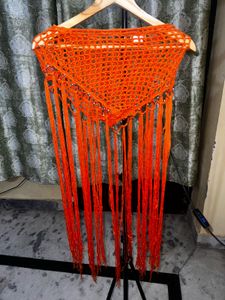 Orange Crochet Fringe Top