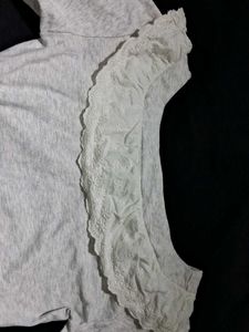 Grey Ruffle Neck T-Shirt Dress