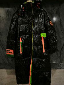 Black Puffer Coat with Neon Accents