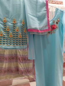 Beautiful Blue Kurta Set with Embroidery