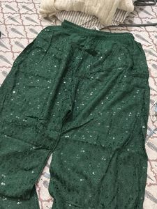 Sparkling Green Sequined Palazzo Pants