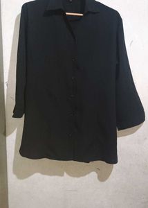 Women Classic Black Button-Down Shirt