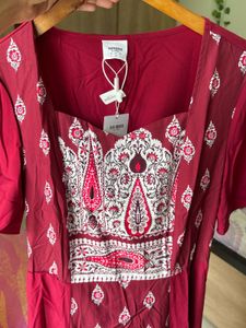 Burgundy Printed Dress 👗