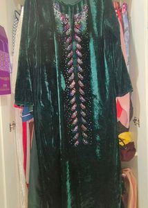 Green Velvet Gown with Embellishments xxl