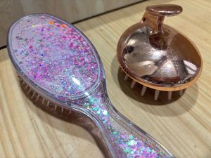 Miniso Glitter Hair Brush &amp; Scalp Massager Set