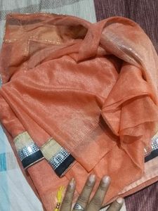 Orange Saree with Embellished Border
