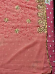 Peach Embroidered Saree used