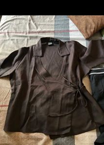 Women's Brown Wrap Top
