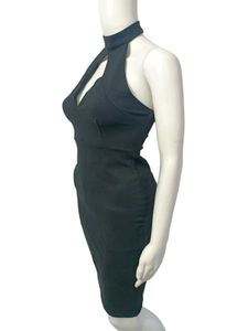 Chic Black Halter Neck Cutout Sexy Dress