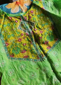 Green Embroidered Kurta Set