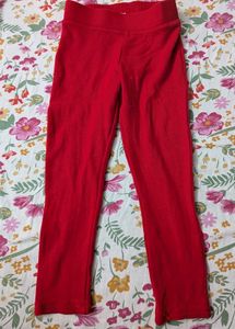Red and dark blue pants