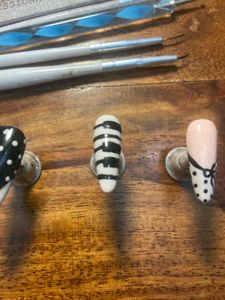 long polka dot bow press on nails