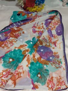Vibrant Floral Print Saree with blouse