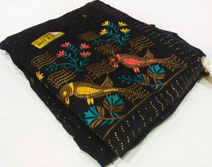 Beautiful Embroidered Black Saree