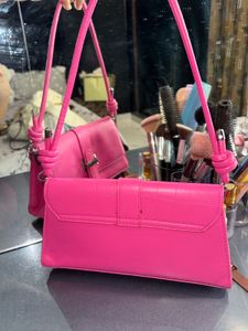 savana Bright Pink Croc-Embossed Crossbody Bag