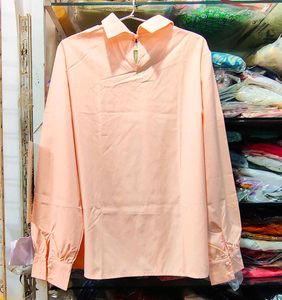 Elegant Peach Collared Blouse