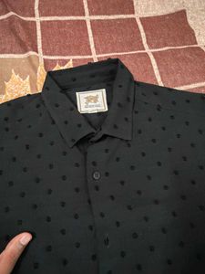 Stylish Black Textured Short Sleeve Shirt