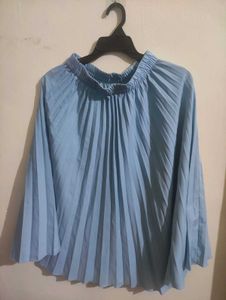 Pleated Light Blue Top