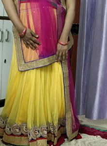 Semi stitched Lehenga Blouse Piece And Dupatta