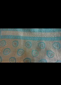 Elegant Teal Silk Saree with Gold Border