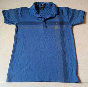 Men's Blue Striped Polo Shirt