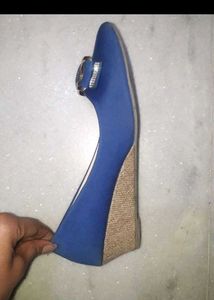 Royal Blue Wedge Heels with Embellishments