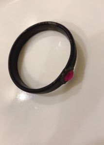 Elegant Black Bracelet with Pink Stone