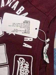 Maroon Graphic One Shoulder Top