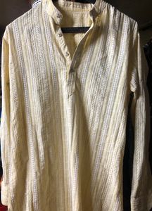 Pastel Yellow Embroidered Kurta For Men