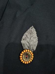 Navy Blue Embroidered Sleeve Tie Top