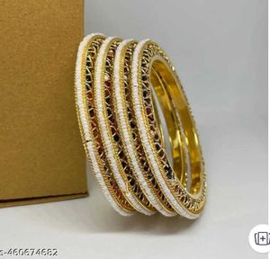 Elegant Gold & White Bangles