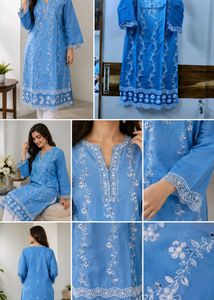 Blue Ombre Embroidered Kurta Set