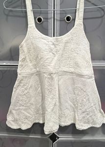 White Embroidered Tank Top