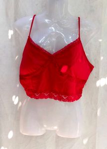Red Lace Trim Crop Bralette
