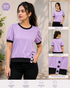 Stylish Purple Puff Sleeve Top