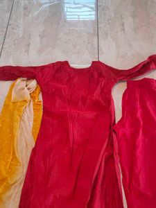 Red Embroidered Kurta Set with Dupatta