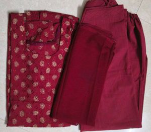 Maroon Printed Kurta with Pants